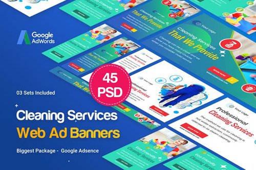 Cleaning Services Banners Ad - 45PSD [03 Sets]