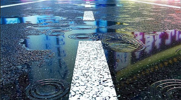 Raindrops And Puddles On Street Pavement 871813